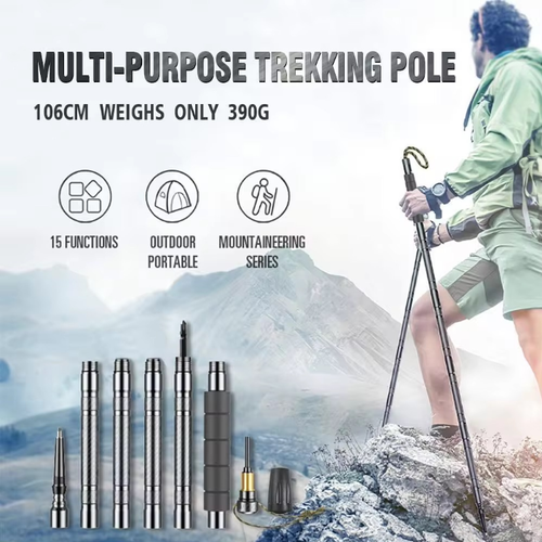 This 6-section telescopic folding hiking stick offers the dual advantages of lightweight design and strong support. Its 6-section telescopic feature enables it to precisely fit different heights and terrains. When folded, it is portable and easy to store. During hiking and trekking, it can evenly distribute body weight and maintain balance, helping you easily navigate rough mountain paths. It is a functional tool for exploring the wilderness.