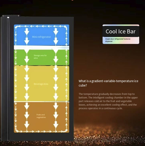 This home single-door transparent glass wine cooler cabinet is equipped with a 5~20℃ gradient temperature control, suitable for different storage and preservation needs of red wine, beverages, tea, fruits and vegetables, etc. The high-efficiency compressor cools quickly and operates quietly. The panoramic glass door combines display and preservation functions. The layered storage is orderly, making it an ideal choice for home storage and style display.