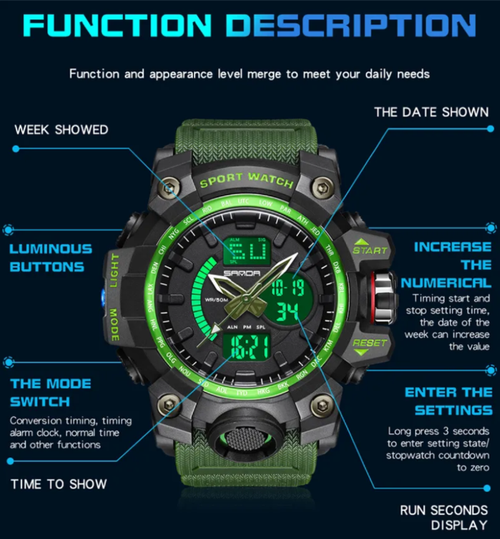 Men's Sportive Analog-digital Quartz Watch, Fashionable Waterproof Watch with Luminous & Alarm & Calendar Function, Waterproof Multifunctional Watch with Box