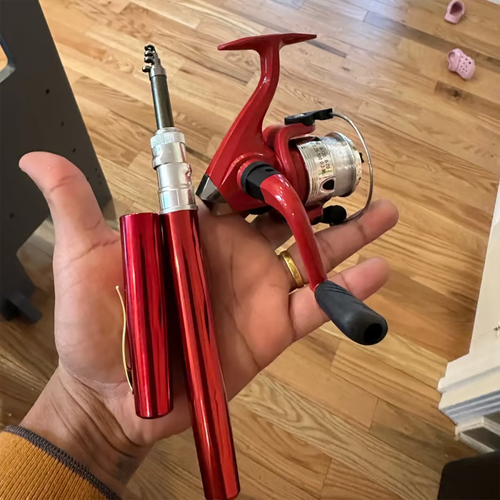 Portable mini fishing rod, with a contraction length of only 24cm, is as portable as a pen. When unfolded, it has excellent rigidity. The hidden structure and magnetic ring design are professionally durable. Available in multiple colors. It enables you to start fishing at any time. It is a portable fishing fun gadget for urban professionals and outdoor enthusiasts, allowing you to bring the joy of fishing into your daily life.