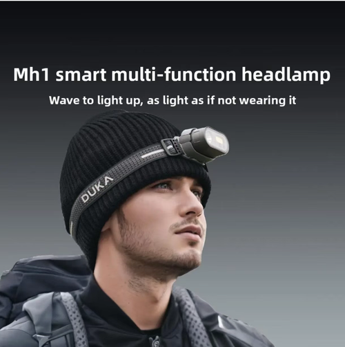 This MH1 smart headlamp: Activates by waving your hand. Gesture sensing. 8+2 lighting modes suitable for all scenarios. The charging case transforms into a camp light. Long battery life + IPX4 waterproofing. Lightweight and comfortable without weighing your head down. Suitable for camping, night running, vehicle repair, and emergencies. Say goodbye to panic in the dark. Control the night with a small device.