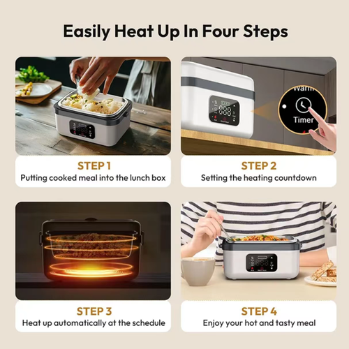 This wireless charging heated meal box has a 1000ML large capacity for holding food and soup. It features a food-grade inner liner and timer heating function, eliminating the need for using a microwave oven. It is wireless and portable, suitable for office use, picnics, and business trips. With four simple steps, the inner liner can be easily removed for cleaning. This makes it convenient for those who like to bring meals to eat hot and home-cooked dishes at any time.