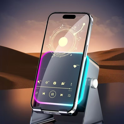 Inductive speaker stand, with Bluetooth 5.3 + wired dual-mode connection stability, 5000mAh battery for 6-hour usage, 360° cool flame lighting effect to fully enhance the atmosphere, is an all-in-one immersive audio-visual companion for audio enthusiasts.