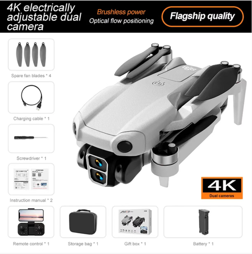 4K dual-camera aerial drone, 90° adjustable gimbal supports multi-angle switching, optical flow hovering technology ensures stable shooting without shaking, shock-resistant body + folding design makes it portable and easy to carry. Even beginners can operate it with one click. Dual batteries provide long-lasting power. Suitable for both travel and daily creative work. Easily capture cinematic-quality masterpieces.