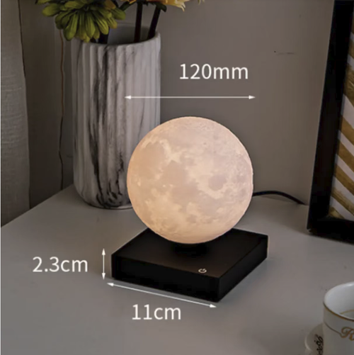 Magnetic levitation 3D lunar atmosphere lamp, simulating the texture of the lunar surface, the sphere is suspended and rotates freely, with adjustable multi-color soft light. The wooden base replica is stable and versatile, suitable for various occasions. It can be plugged in for long-term use and also serves as a desktop ornament or bedroom night light. This innovative black technology design is an excellent choice for gift-giving on Teacher's Day or birthday.
