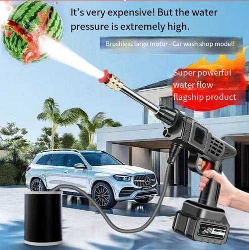 Lithium battery rechargeable wireless high-pressure car washing machine, the maximum distance can reach 100 meters