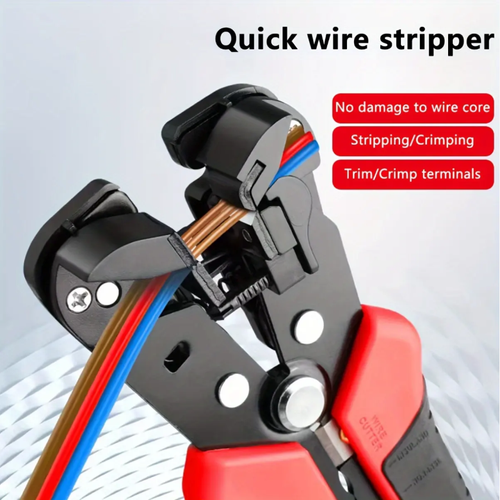 This 3-in-1 automatic wire stripper combines automatic wire stripping, wire pressing and wire cutting functions. It is compatible with various wire specifications. The clamp head is durable and sharp, and the ergonomic handle is slip-resistant and insulated. It is an efficient wiring tool for electricians and electronics enthusiasts.