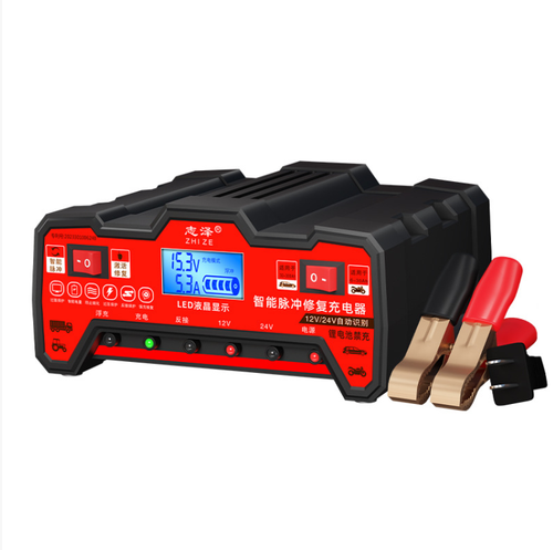 Universal Type Car battery charger, intelligent pulse repair , 12V,24V automatic recognition. Compatible with gasoline,diesel vehicles, motorcycles, agricultural machinery, etc. Multiple protection measures for greater safety. It is an all-in-one and worry-free tool for battery charging and repair.
