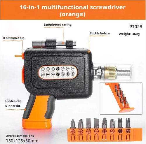 This set features a two-way ratchet mechanism and 180° adjustment. The chrome-vanadium steel bits are compatible with various screw specifications, and the built-in outward-retracting design is convenient. The ergonomic anti-slip handle is effortless and comfortable, allowing you to complete tasks efficiently, whether for home repairs, DIY assembly, or professional disassembly and assembly. It is an all-round power tool for disassembly and assembly scenarios.