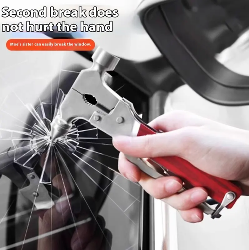 This multi-functional safety hammer is made of all steel and is extremely sturdy and durable. It integrates multiple tools such as a safety hammer, a nail puller hammer, and a saw blade. It can break the window for escape during driving and can also be used for home and outdoor repairs in daily life. The design is exquisite and easy to carry, making it a life-saving tool in critical situations and a versatile helper in daily life.