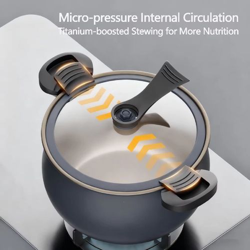 Kitchen effortless pressure quick-cooking wonder: Dual ear snap-sealed preservation structure, 5-second rapid pressure release device + uncoated titanium inner liner's micro-pressure internal circulation cooking technology. It covers various cooking scenarios such as quick-cooking and slow-cooking for family meals. It not only locks in the fresh and delicious taste and original nutrition of the ingredients, but also ensures the safety and convenience of the cooking process.