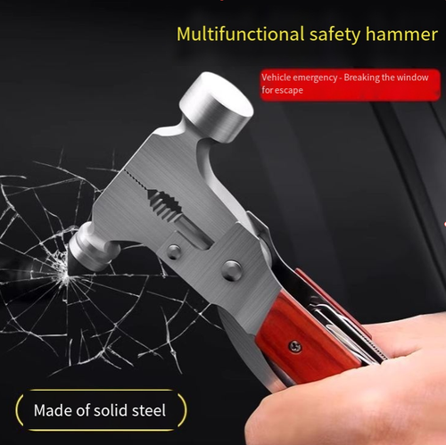 This multi-functional safety hammer is made of all steel and is extremely sturdy and durable. It integrates multiple tools such as a safety hammer, a nail puller hammer, and a saw blade. It can break the window for escape during driving and can also be used for home and outdoor repairs in daily life. The design is exquisite and easy to carry, making it a life-saving tool in critical situations and a versatile helper in daily life.