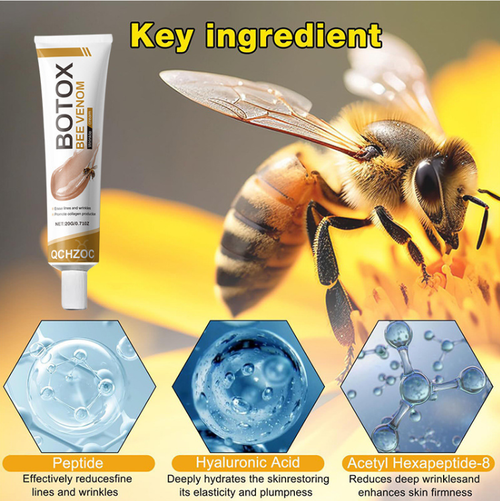 If you place an order today, you will receive 5 bottles of Bee Venom Nourishing Cream. It helps to promote collagen production, reduce dry lines, tighten loose skin, eliminate yellowish discoloration and brighten the skin. It locks in moisture and hydrates dry skin. It is highly absorbent and can help improve your complexion after a long night of sleep, or repair the skin barrier during seasonal changes. It gives your skin a naturally bright and transparent appearance.