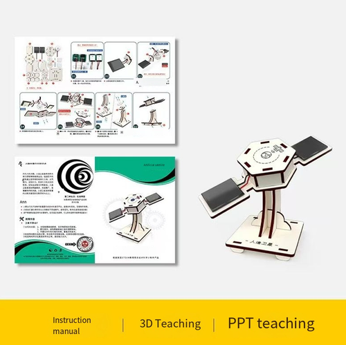 Environmentally friendly wooden laser-cut parts, safe and free of burrs. Assembly can be completed in 30 minutes. Solar-powered satellite rotates to simulate space operation. Combined with teaching manuals and PPTs, it enables children to learn about aerospace and new energy knowledge while doing hands-on activities, enhancing their practical skills and thinking abilities. It is an excellent educational and entertaining science popularization product.