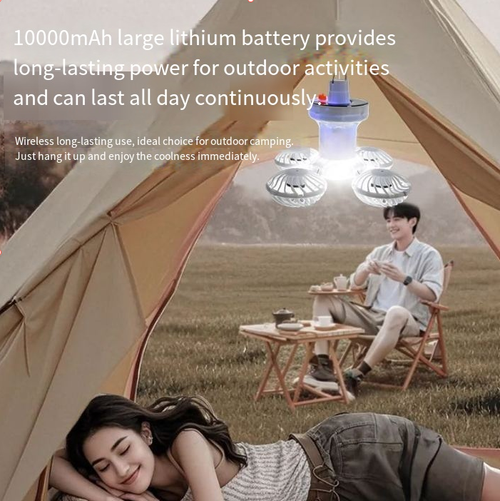 Outdoor Solar Garden Lamp Hanging Foldable Lamp with Fan Type-C Solar Charging Football Lamp