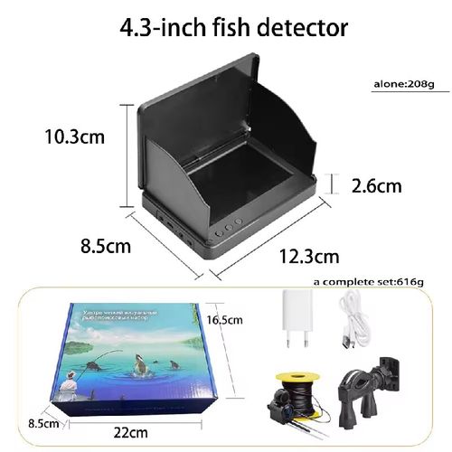 This 4.3-inch high-definition fish finder features an outdoor sunshade display screen, capable of withstanding extreme temperatures ranging from -30°C to +40°C. It supports the switching of 4 different lens perspectives. It is portable and easy to carry, providing real-time display of underwater fish schools and terrain, helping you accurately locate fish and increase your catch, and opening up a new visual fishing experience.