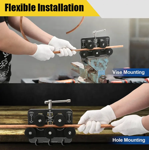 Non-destructive copper tube straightening machine. Multiple rollers work together to achieve non-destructive straightening of bent pipe materials. Compatible with various pipe diameters. Industrial-grade quality, wear-resistant and durable. Compact design for easy portability. Simple operation. Suitable for pipe processing in refrigeration, HVAC and other fields. It is a professional and efficient tool for pipe material shaping.