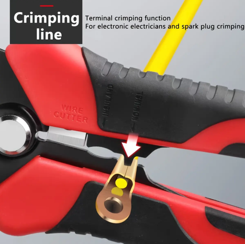 This 3-in-1 automatic wire stripper combines automatic wire stripping, wire pressing and wire cutting functions. It is compatible with various wire specifications. The clamp head is durable and sharp, and the ergonomic handle is slip-resistant and insulated. It is an efficient wiring tool for electricians and electronics enthusiasts.