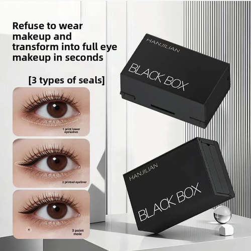 Portable eyebrow and eye stamp makeup set, packaged in a box with a mirror, double-color ink and cleaning pad. A variety of eyebrow shapes and lower eyelid stamps are included. With the handle, you can quickly apply makeup by pressing, and the color is evenly applied without smudging. The layered storage is compact and lightweight, allowing makeup beginners to quickly create a delicate eyebrow and eye makeup.