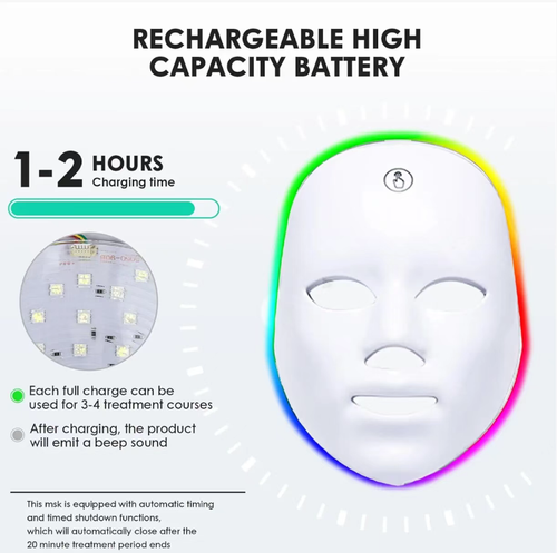 This LED beauty device offers 7 different light modes for targeted skin rejuvenation. Red light promotes collagen production, while blue light eliminates acne. It is wireless, portable, and can be operated with one button. It automatically shuts off after 20 minutes. You can enjoy photonic care while lying down at home. There's no need to visit a beauty salon. It is a convenient and worry-free skincare tool for the lazy.