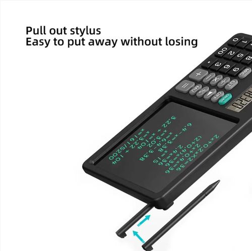 A combination of a handwritten blackboard and a calculator, with a 12-digit large screen for precise calculation. The erasable panel allows for real-time recording of calculations and to-do items. It features dual power supply modes for long-lasting battery life. It is ultra-thin and portable, suitable for students, offices, and households. Say goodbye to wasted paper and messy clutter, and achieve peak efficiency!