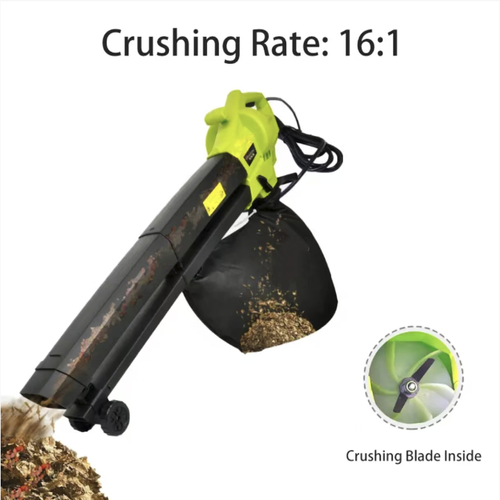 The garden dual-purpose blower and vacuum cleaner can perform three functions: blowing air, vacuuming, and removing debris. It comes with wheels for easy movement and is equipped with a large-capacity leaf collection bag. It features a wired high-power design, capable of clearing fallen leaves and dust in gardens and yards. The bag can be removed and emptied, making it suitable for cleaning operations in private courtyards and park green belts.
