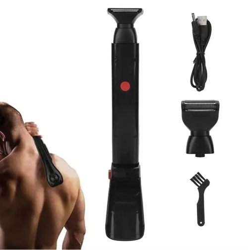USB charging dual-head electric hair trimmer, with a long handle design, can easily trim body hair on the back. It comes with two interchangeable blades (wide and narrow) to suit large areas and detailed local hair trimming. One-button operation, the blade can be removed for cleaning, and comes with a cleaning brush. It is suitable for daily body hair trimming, portable and easy to store. It is an auxiliary tool for personal body care.