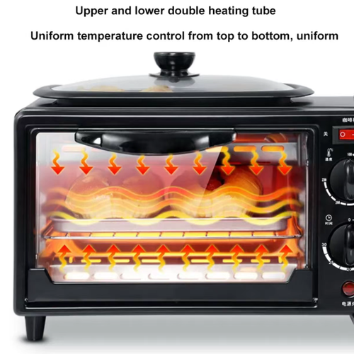 This 3-in-1 breakfast machine integrates the functions of making coffee, toasting bread and frying eggs. The two heating tubes on top and bottom evenly control the temperature, allowing for simultaneous operations of baking, boiling and frying. It saves time and is delicious. Whether it's for busy office workers who need to rush, or for food lovers who want variety, it can easily prepare a delicate breakfast, adding vitality and small joys to life.