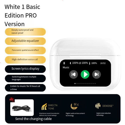 Dual Modes for Game Music, Full-color touch waterproof headphones, providing low-latency audio for game positioning and high-fidelity audio for music. Full-color touch + IPX7 waterproof, 24-hour battery life, half-ear design for comfort, the perfect choice for all your audio and gaming needs.