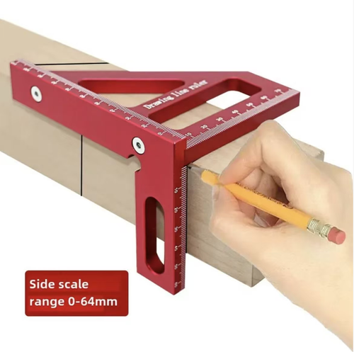 3D Aluminum Alloy 45-90 Degree Woodworking Square Protractors Drawing Line Ruler Miters Ruler Multi Angle Measuring Tool