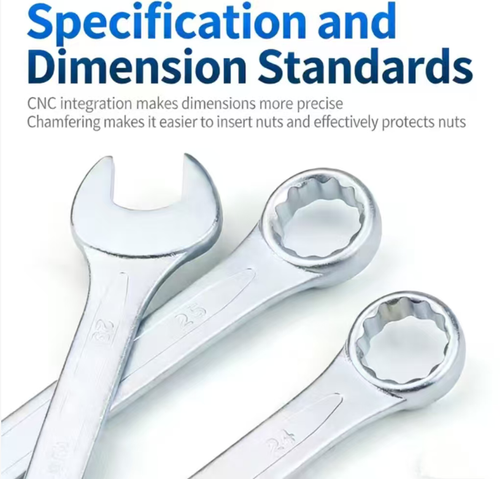 15-piece dual-purpose wrench set: covers all specifications from 8mm to 24mm, forged from chromium-vanadium steel + lifetime warranty, sandblasted chrome for rust prevention and durability. Double-ended design with opening and socket, arc-shaped locking mechanism for stability, strong socket torque, longer and thicker handle for ease of use, easy to store in a bag for quick return to use, suitable for auto repair, home improvement, DIY and all-around applications.