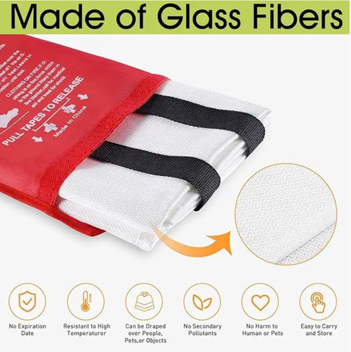 Special for Fire Rescue and Escape,Flame-retardant fire extinguishing blanket, made of glass fiber, can withstand temperatures up to 1000℃, extinguishes fire instantly and can be reused. The operation is simple, portable and easy to store. Order today and you will receive 3 pieces. It covers multiple scenarios such as home, store and vehicle, and is a necessary safety item for fire emergencies.