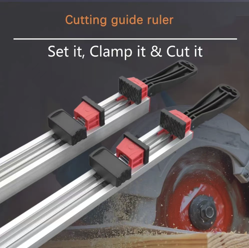 Thickened aluminum alloy woodworking bench clamp, with strong clamping force, firmly securing various wooden boards without any shaking. The guide is straight and precise, suitable for edge trimming machines and table saws, for cutting straight and flat grooves. Easy to disassemble and assemble, with anti-slip locking mechanism that is stable and durable. Lightweight and easy to store. Essential for woodworking cutting operations, effectively reducing material waste.