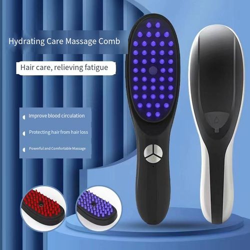 Electric spray red and blue light hair care detangling comb with meridian massage function. Nano spray directly sprays on hair to hydrate, protects scalp with red and blue light, soft and elastic comb teeth massage hair while massaging the scalp, relieving fatigue and promoting circulation. The grip feels comfortable and is suitable for daily hair combing and relaxation before sleep. Portable and easy to carry, it can provide a SPA for your hair anytime.