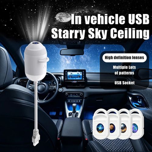 USB Starry Sky Night Light Projector, Rotatable Flexible Star Sky Projection Lamp with Replaceable Film Cards for Bedroom Home Decor and inside car