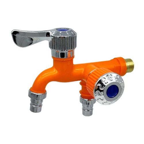 Two Way Double Outlet Water Tap, 1 In 2 Out Multi Outlet Bib Tap,  Washing Machine Water Faucet for Nigeria Home Use