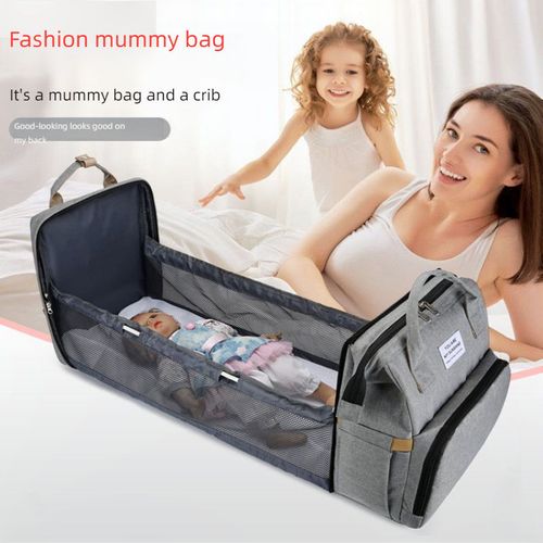 2 in 1 Baby Diaper Backpack with Foldable Baby Bed, Multi Pockets Maternity Nappy Bag, Portable Baby Crib Backpack for Mom Travel Outdoor Nigeria