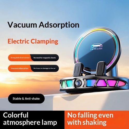 Ambient Light Car Phone Holder, Auto Clamping Universal Dashboard Car Phone Bracket with Colorful LED Light for Nigerian Vehicle Interior