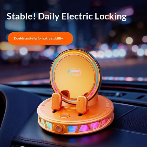 Ambient Light Car Phone Holder, Auto Clamping Universal Dashboard Car Phone Bracket with Colorful LED Light for Nigerian Vehicle Interior