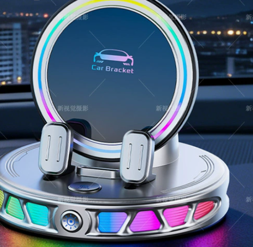 Ambient Light Car Phone Holder, Auto Clamping Universal Dashboard Car Phone Bracket with Colorful LED Light for Nigerian Vehicle Interior