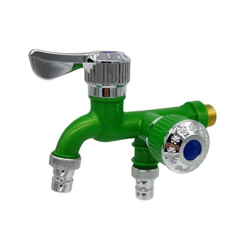 Two Way Double Outlet Water Tap, 1 In 2 Out Multi Outlet Bib Tap,  Washing Machine Water Faucet for Nigeria Home Use