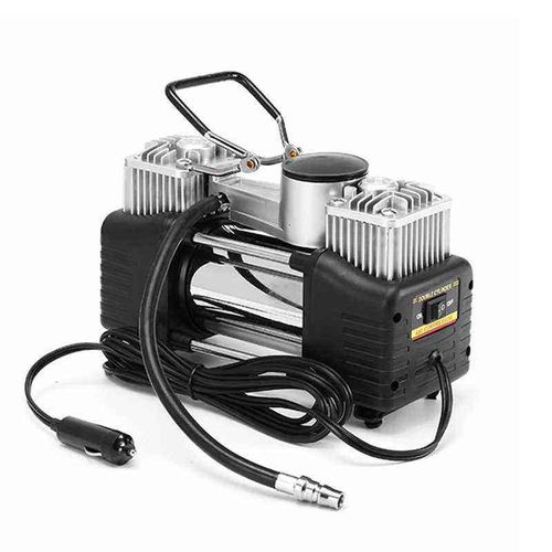 12V Heavy Duty Dual Cylinder Car Tyre Inflator, Mechanical Gauge Air Compressor Pump with LED Light, Complete Tire Repair Tool Kit in Storage Case for Nigeria Cars & SUV