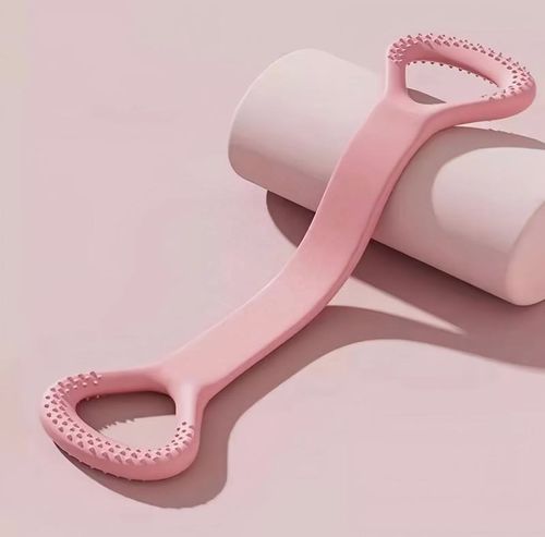 Portable Silicone Figure 8 Resistance Stretcher, Cute Bear Handle Yoga Pull Band for Home Gym, Shoulder and Back Workout for Women and Men