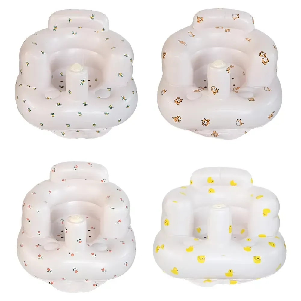 Popular Cartoon Design Baby Inflatable Seat Pvc Folding Baby Chair Learning Chair Baby Inflatable Chair for Sitting up