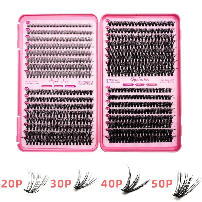 Mixed Length False Eyelashes with Bond and Seal & Remover & Tweezers&Eyelash Curler, Natural Eyelash Extensions, Faux Clusters Lash for Eyelash Enhancements, Lashes Glue Extension, Individual Eyelash, Lashes Clusters, Cosmetic, Flawless Makeup Lightweight