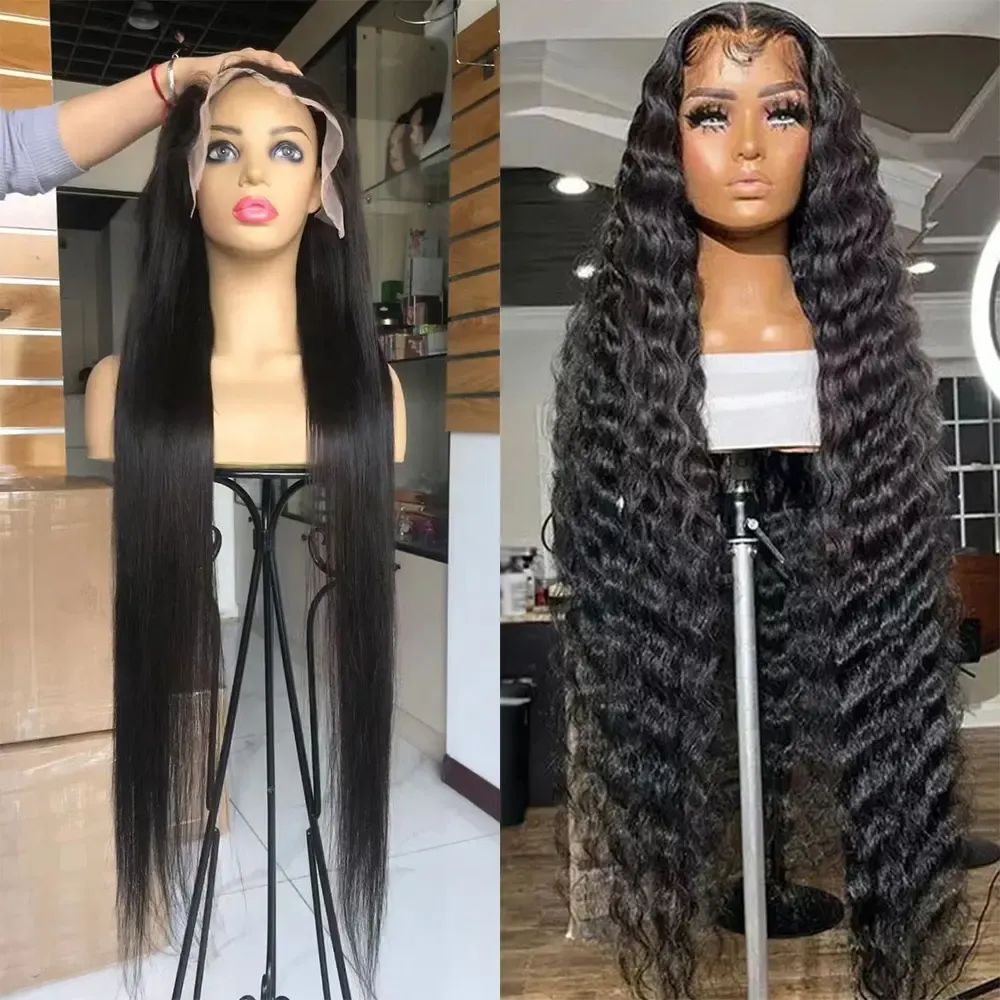 13x4 Transparent HD Lace Wig Black American Women Deep Wave 13x6 HD Lace Frontal Wig 40 Inch Wig Hair Hair Lace Frontal