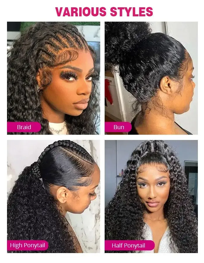 Natural Color Water Wave 100% Brazilian Virgin Human Hair 360 Lace Wigs 180% Density Natural Hairline Full Lace Frontal Wigs
