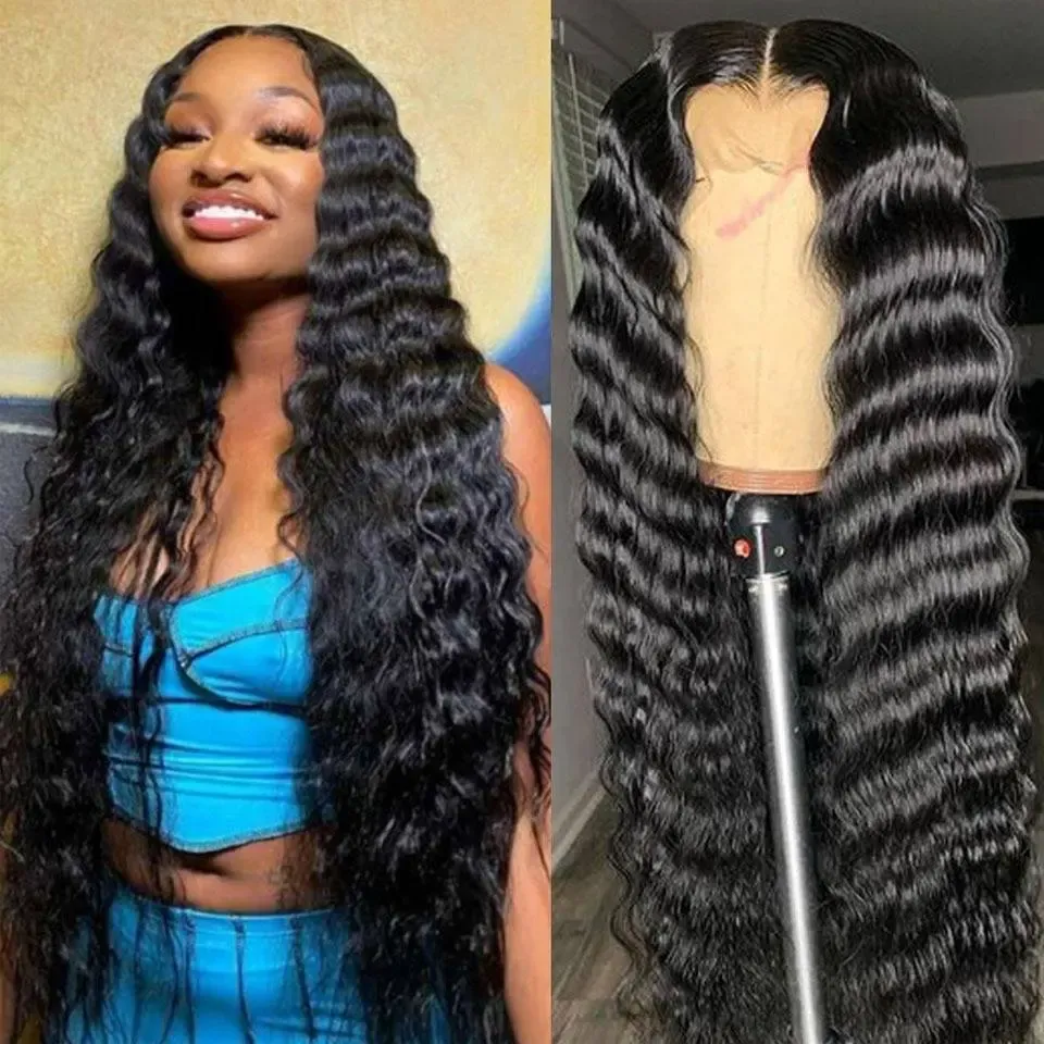 13x4 Transparent HD Lace Wig Black American Women Deep Wave 13x6 HD Lace Frontal Wig 40 Inch Wig Hair Hair Lace Frontal