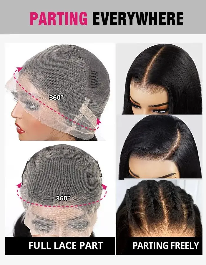 Natural Color Water Wave 100% Brazilian Virgin Human Hair 360 Lace Wigs 180% Density Natural Hairline Full Lace Frontal Wigs