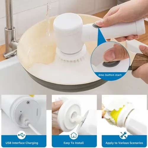 Escova de limpeza elétrica handheld recarregável escova da louça da cozinha escova da panela do banheiro escova da telha da piscina panela